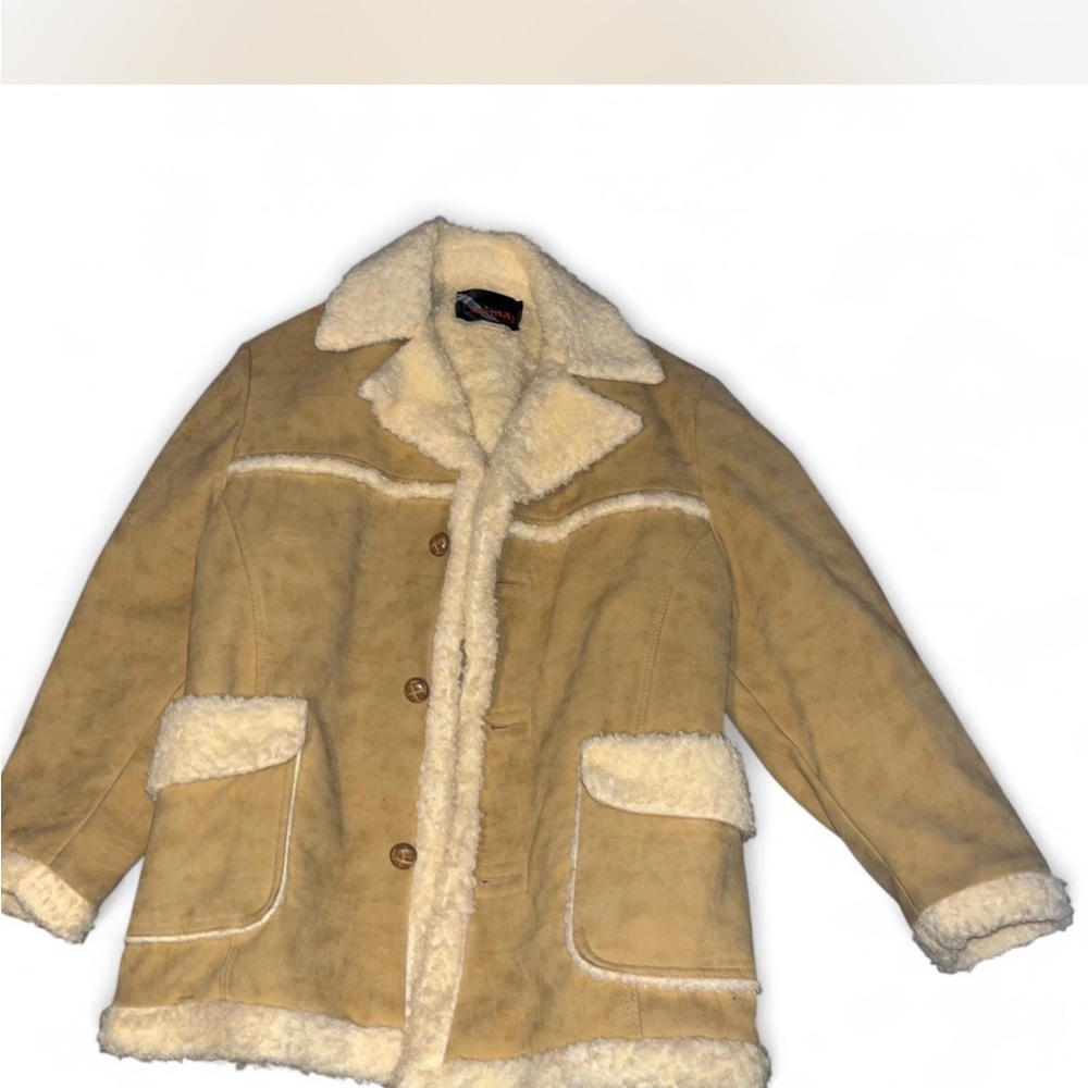 WIMAN vintage faux sherpa trim coat